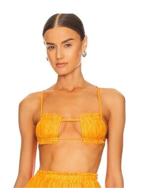 Camila Coelho Yellow-Orange Ruched Cutout Bralette